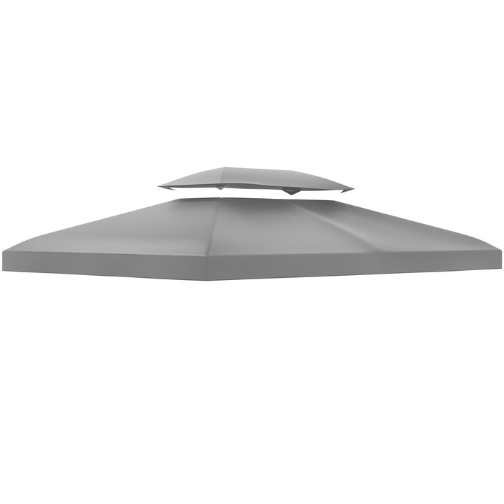 Copertina de schimb Outsunny pentru pavilion, impermeabila, protectie UV, poliester, gri deschis, 4x3m