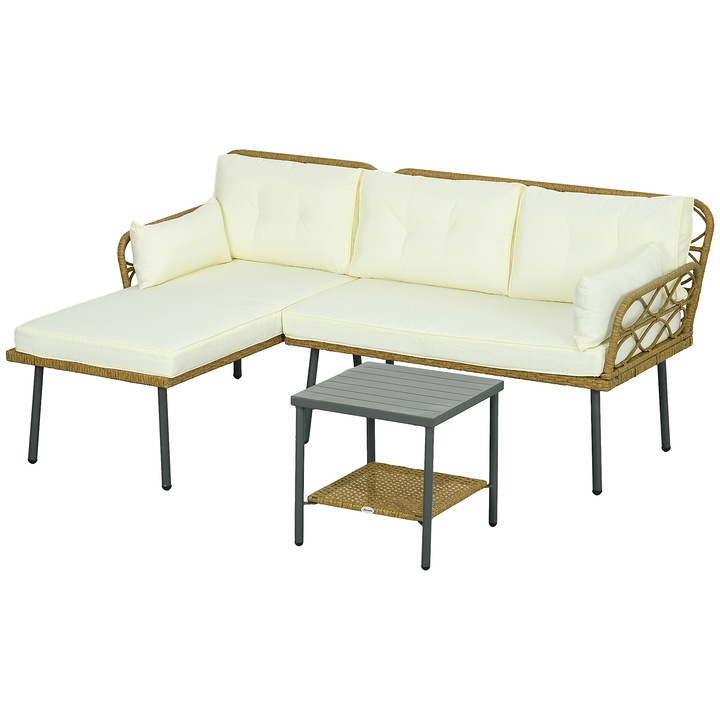 Set mobilier gradina, Outsunny, otel/polietilena/poliester, 3 piese, multicolor