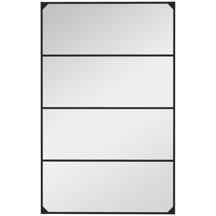 Oglinda de perete Homcom, sticla/metal/MDF, montare verticala sau orizontala, negru, 109x2x69cm