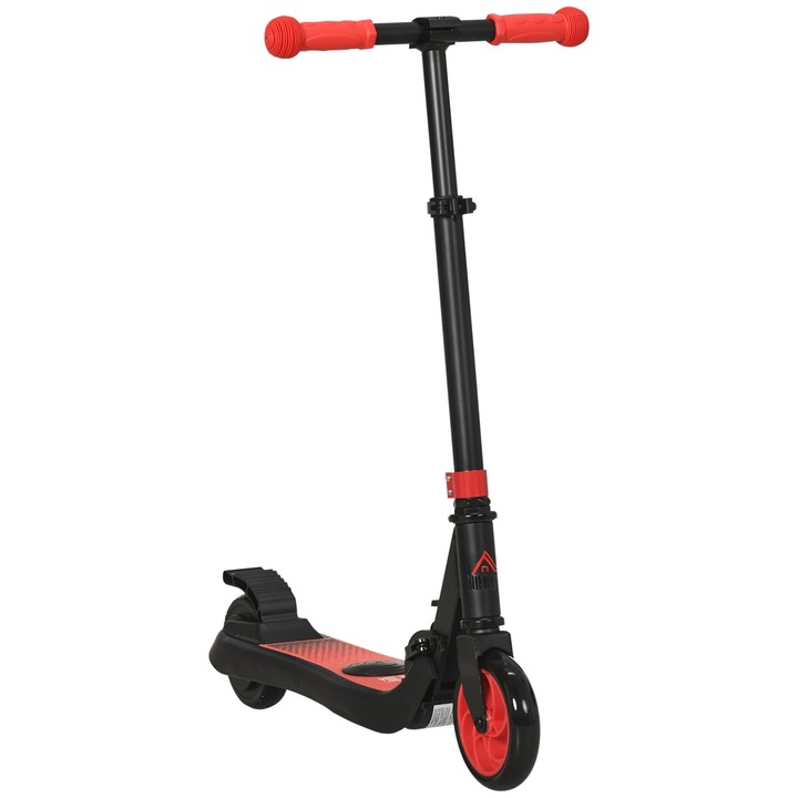Elektromos roller gyerekeknek, Homcom, nylon/alumínium/acél, összecsukható, állítható, 71x36,5x75-80cm, piros/fekete, 6 év+