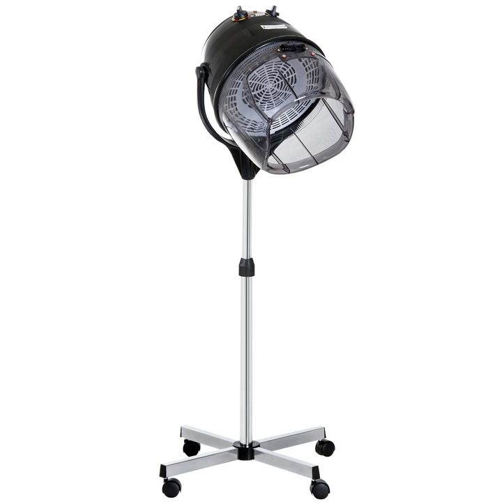 Casca de uscat parul, HOMCOM, 1180W, timer 60 minute, inaltime reglabila 115-165 cm, negru, 65x65x115-165 cm