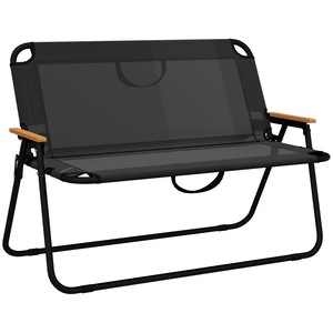 Scaun de camping dublu Outsunny, pliabil, otel, 108x65x73cm, negru