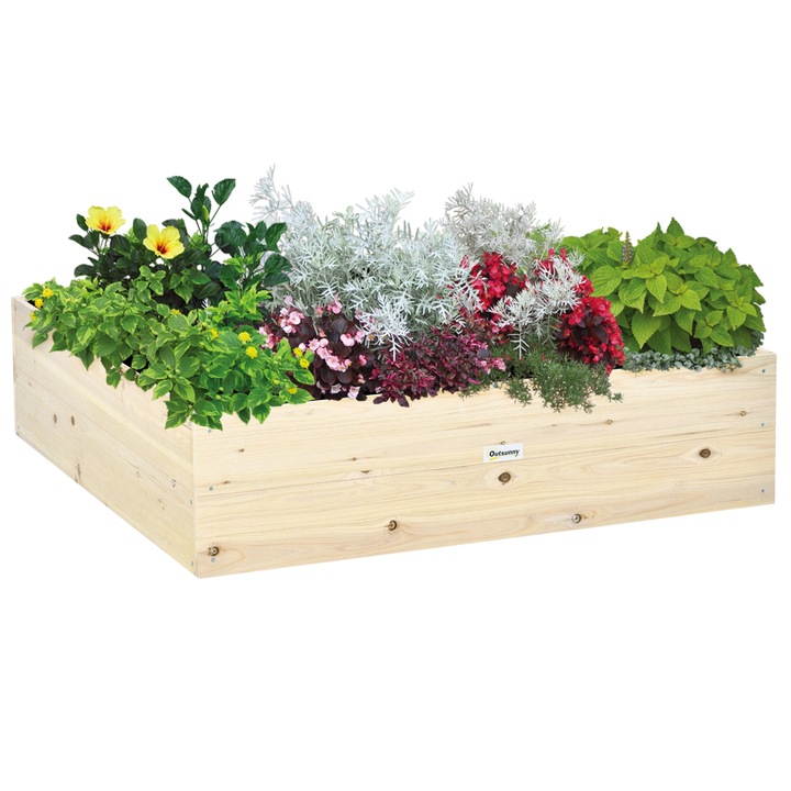 Jardiniera de gradina pentru plante, legume si ierburi aromatice, Outsunny, 117x117x30cm