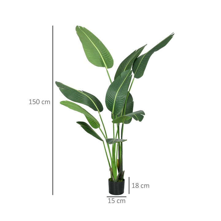 Planta artificiala Homcom, 150cm, verde, cu vas inclus