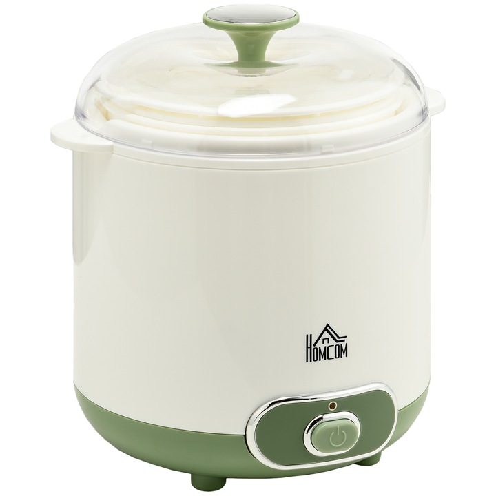 Уред за кисело мляко Homcom, капацитет 1.5L, 20W, бял, 19.5x17.5x21.4cm
