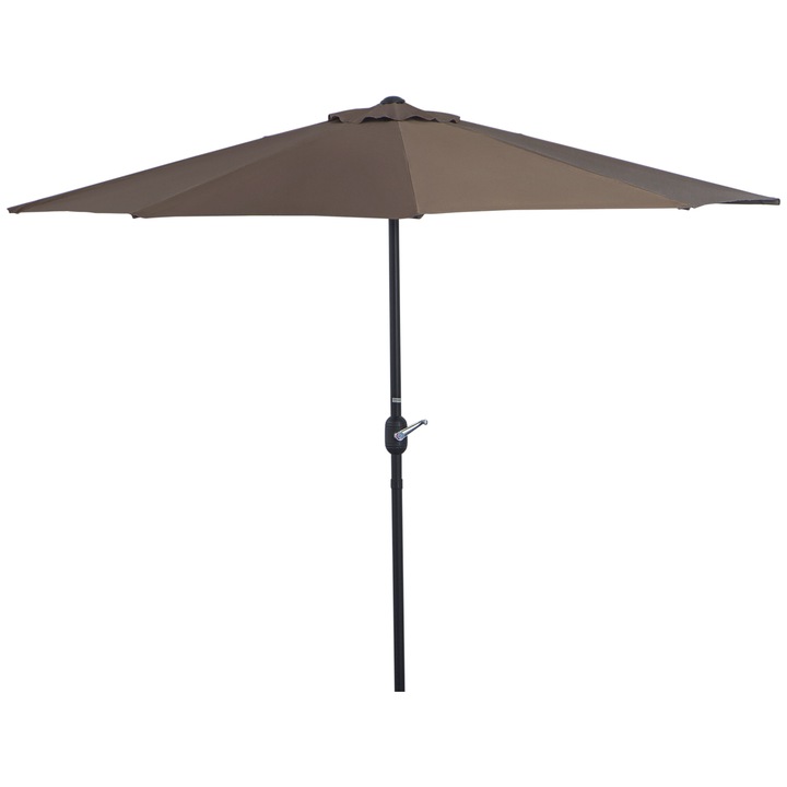 Umbrela de gradina semicirculara Outsunny, protectie UV, sistem manivela, cafe, 269x138x236cm