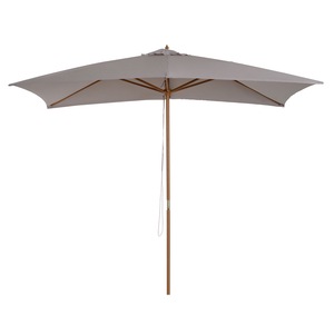 Umbrela de gradina, Outsunny, impermeabila, 2x3m, din lemn lacuit si bambus, cu husa detasabila, gri