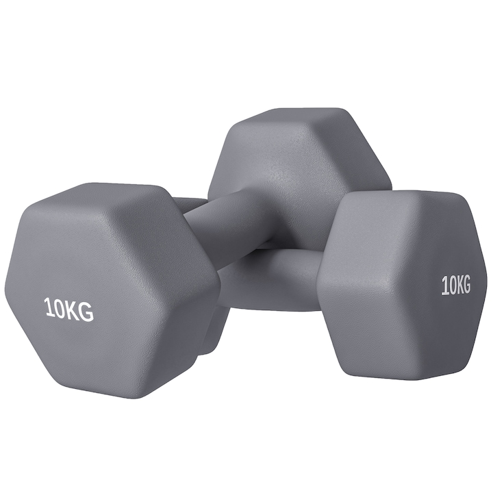 Set 2 Haltere 10 kg, SPORTNOW, 26x12x12 cm