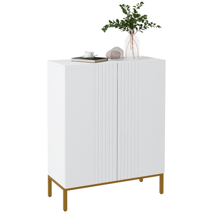 Шкаф за обувки Homcom, 5 регулируеми рафта, капацитет 20 чифта, бял, 72x31,5x95 см
