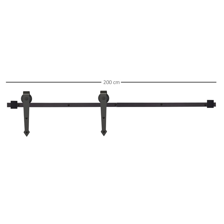 Set pentru usa culisanta Homcom, capacitate 100kg, negru, 200x4cm