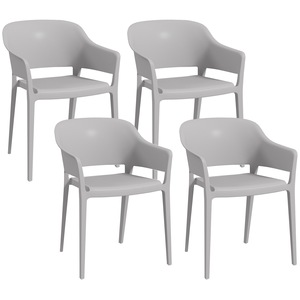Set 4 Scaune de Gradina Outsunny, Plastic, Gri, 56x54.5x77.5cm