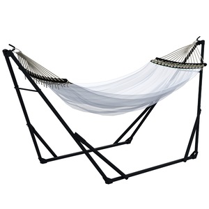 Suport pentru Hamac 2 in 1, Outsunny, metal, 120kg, 263x89x100cm, negru si alb