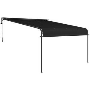 Pergola retractabila Outsunny, cu baldachin retractabil si manivela, 3x4 m din otel si poliester cu 12 suruburi, gri inchis