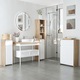 Dulap de baie Kleankin, cu sertar si dulap cu polita interioara reglabila, MDF, 32,6x30x90 cm, culoare alb si lemn