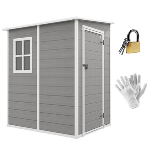Casute de gradina, Outsunny, cu fereastra si usa dubla, pentru scule din aluminiu si PP, 122x149x192 cm, gri