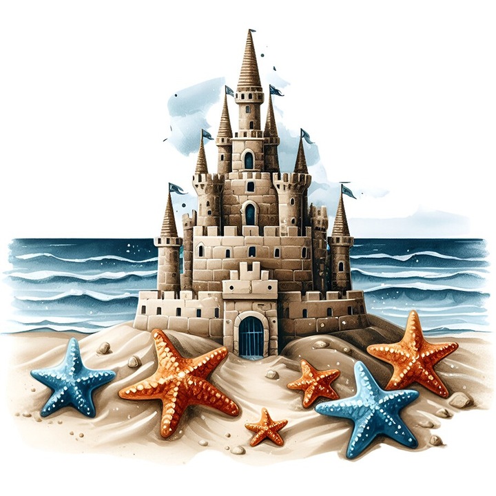 Sticker decorativ, Castel din Nisip, 67 cm, 12634ST-3