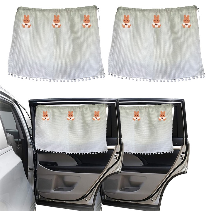 Set 2 perdele auto cu ventuza, multicolor, 49x79cm