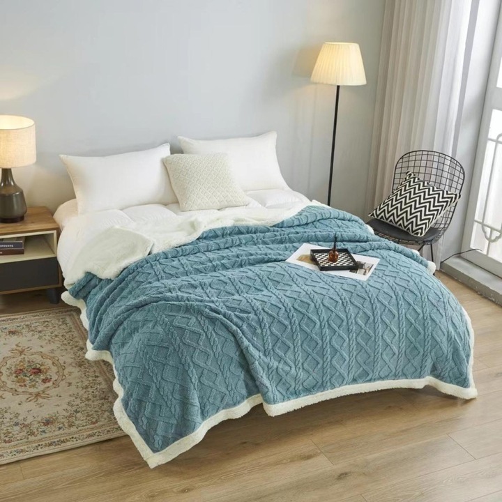 Patura cu blanita, 200x230cm, Ralex Pucioasa, Albastru