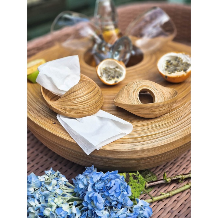 Inele pentru servetele, MONNARITA, set 8, bambus, 10x10cm