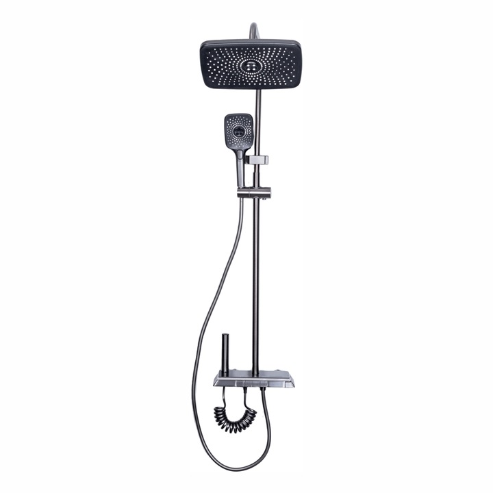 Coloana de dus, cu para fixa si para mobila, Naimeed D6143, 4 functii, otel inoxidabil, Argintiu