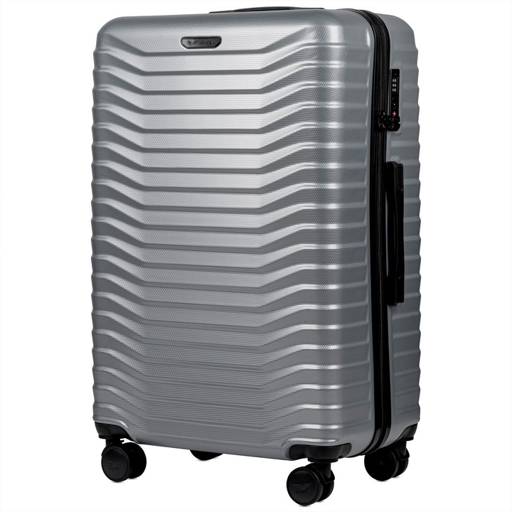 Куфар Wings PC140, Голяма количка, Поликарбонат, TSA код, 75,5 см, Сребриста