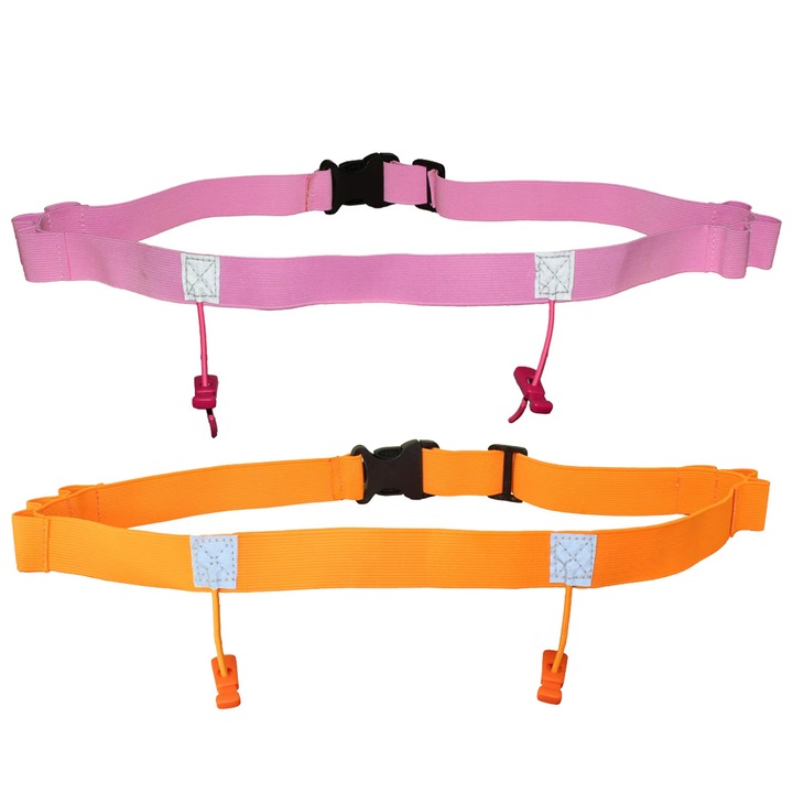 Belta numar pentru alergare, AMRINUGL, set 2 bucati, 6 bucle pentru gel, multicolor, 91x2.5cm