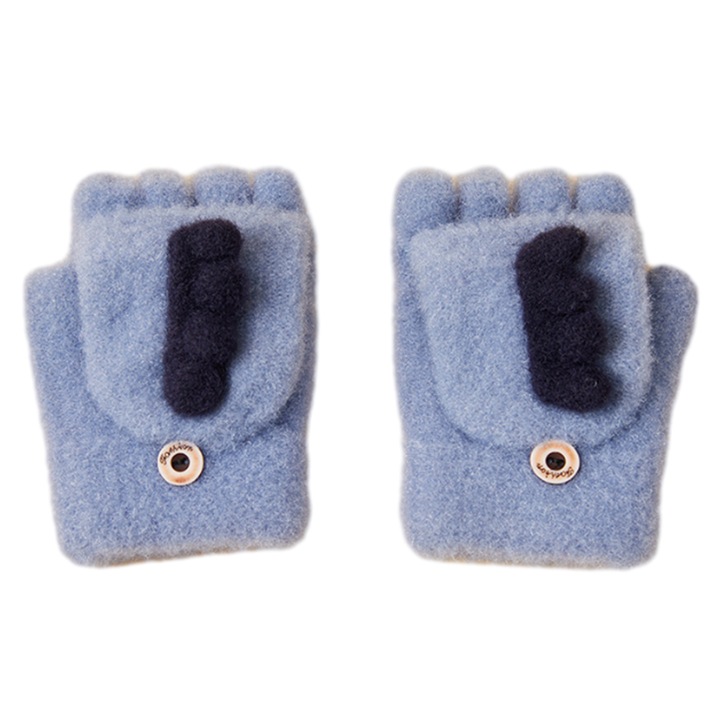 Manusi copii AMRINUGL, model Sugar Bean, minimalist, calduroase, albastre, 12cm