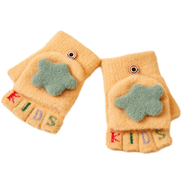 Manusi copii AMRINUGL, portocalii, stil minimalist, 12cm, set de manusi cu varfuri deschise