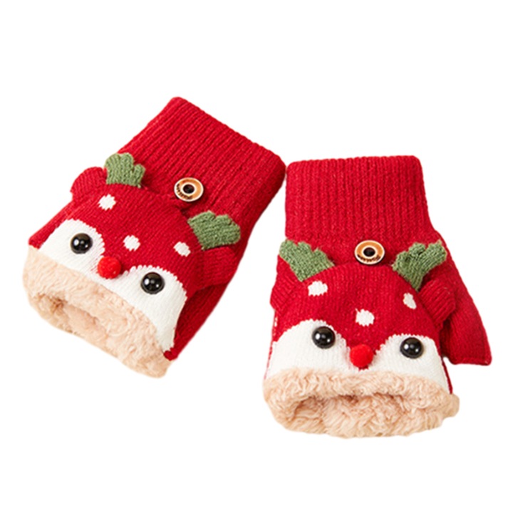 Manusi copii, AMRINUGL, Acril, 12 x 8 cm, Pentru copii intre 2-6 ani, Rosu