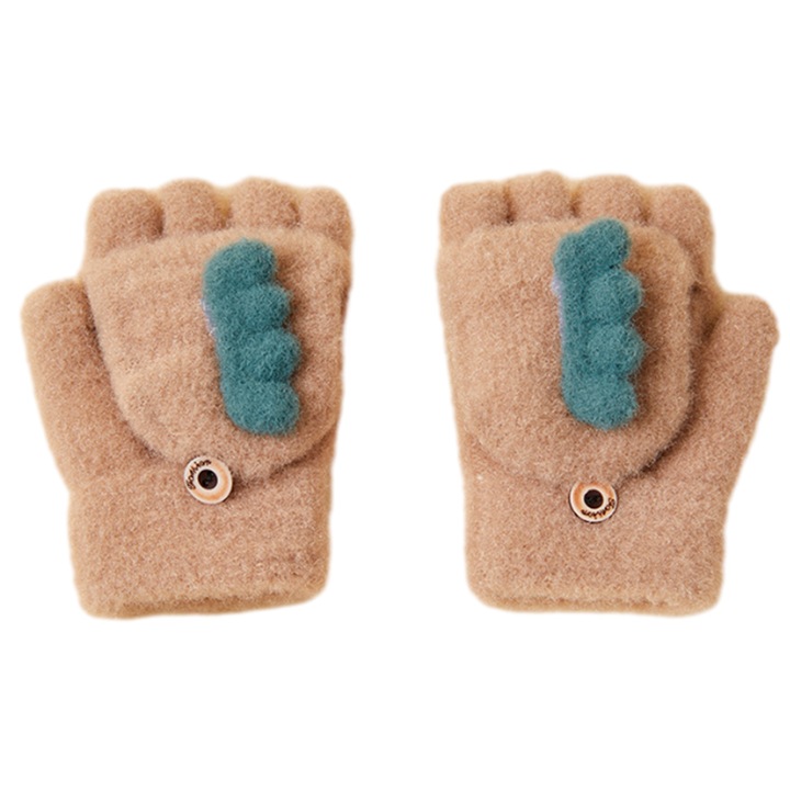 Manusi copii, AMRINUGL, model Sugar Bean, calduroase, maro, 12cm