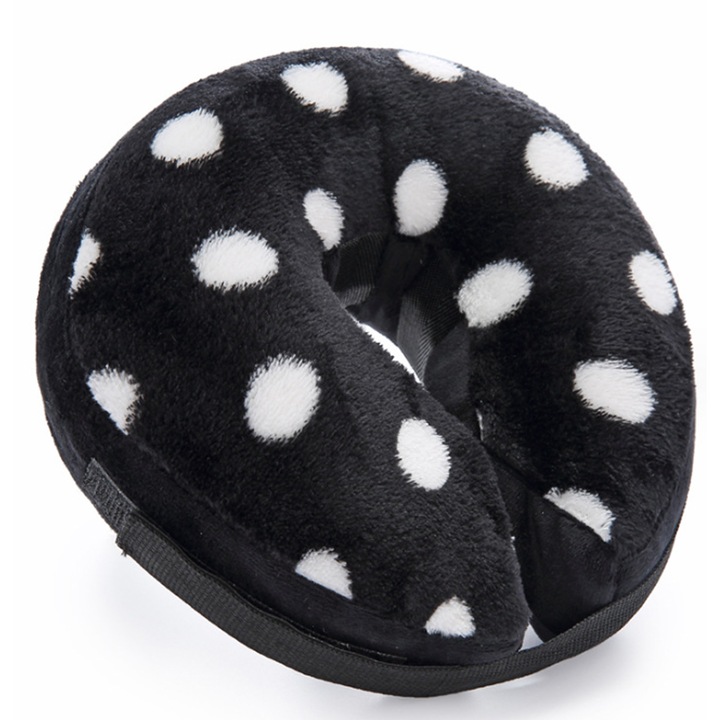 Guler protector pentru animale, AMRINUGL, set, negru cu puncte albe, L