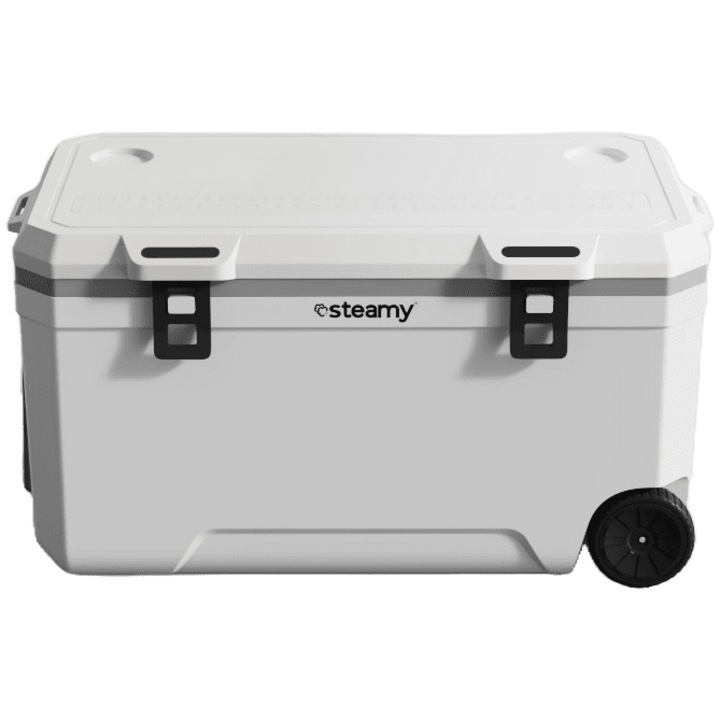 Lada frigorifica pasiva Steamy Marine cu roti, 120 litri, alb