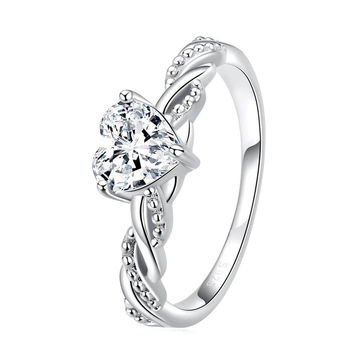 Inel din Argint cu Cristale Zirconiu, Chloe Heart, Marimea 6