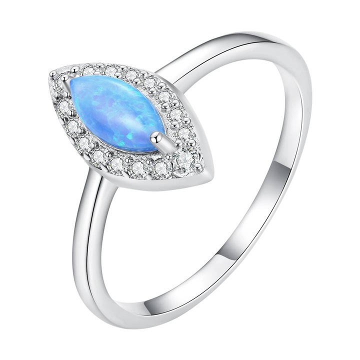 Inel din Argint cu Opal si Cristale Zirconiu, Cynthia Opal, Marimea 6