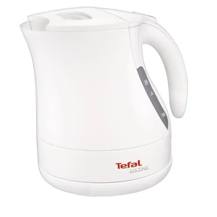 Fierbator electric TEFAL Justine BF512011, 2400 W, 1.2 l, filtru anticalcar detasabil, baza rotativa, indicator pentru nivelul apei, Alb