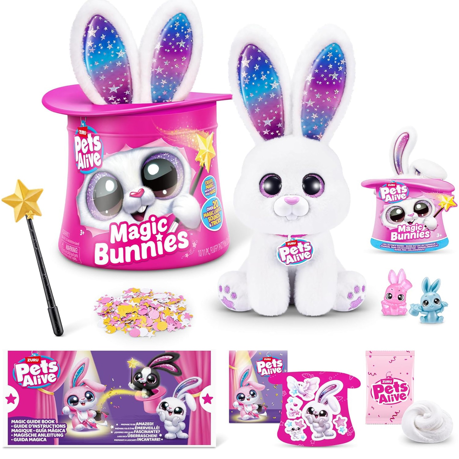 Jucarie interactiva de plus Pets Alive - Iepurasul magician, alb