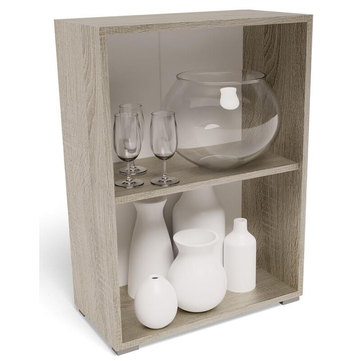 Biblioteca, MATKAM, 80 EX3, 80 x 30 x 60 cm, 2 Rafturi, PAL, Stejar sonoma