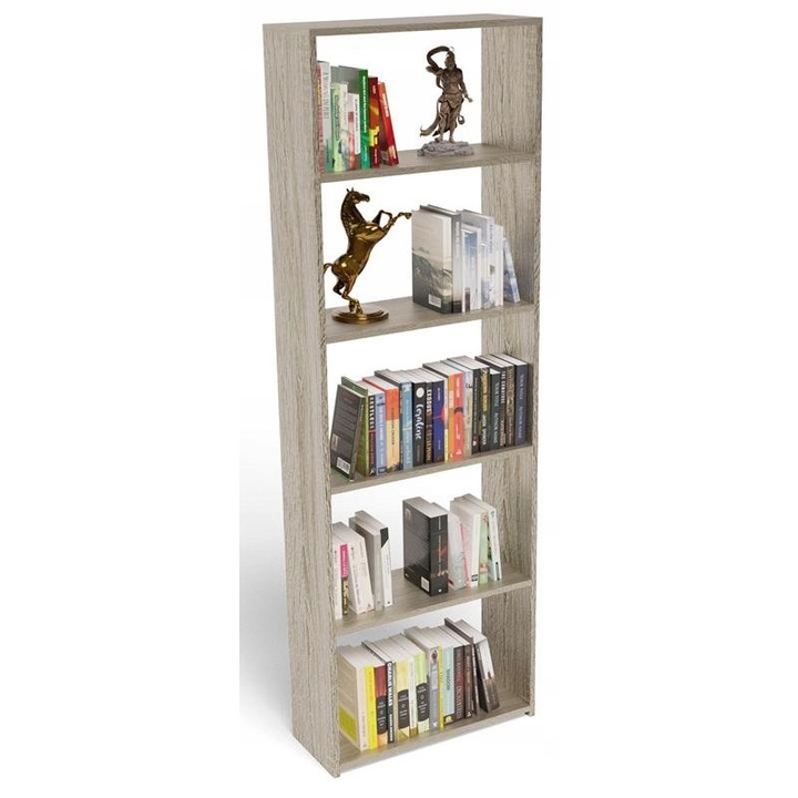 Biblioteca, MATKAM, 60/24 EX3, 180 x 24 x 60 cm, 5 Rafturi, PAL, Stejar sonoma