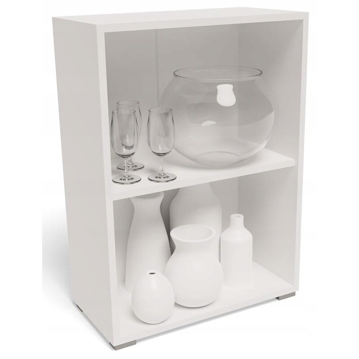 Biblioteca, MATKAM, 80 EX3, 80 x 30 x 60 cm, 2 Rafturi, PAL, Alb