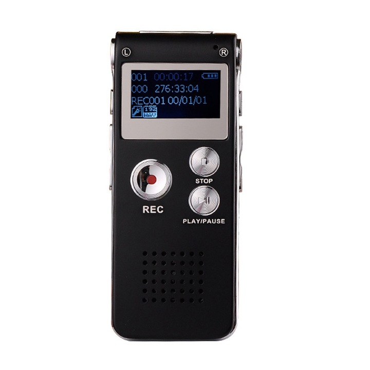 Цифров рекордер AMRINUGL, 8GB, черен, 1 инч, 85x36x14mm, с възпроизвеждане на MP3