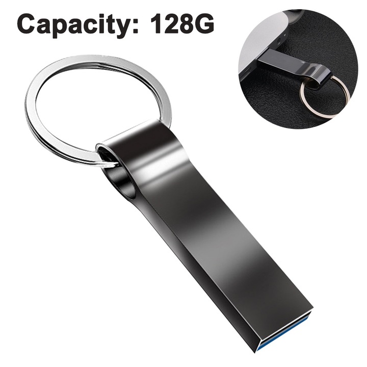 USB memória AMRINUGL 128GB, cink, fekete színű, méretei 48x12.3x4.6mm