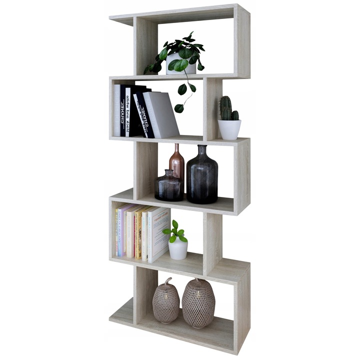 Biblioteca, MATKAM, Bask, 176 x 28 x 76 cm, 5 Rafturi, PAL, Stejar sonoma