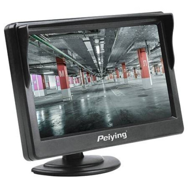 Peiying autómonitor, 5 hüvelykes, Felbontás 480 x 272 px, Fényerő 300 cd/m2