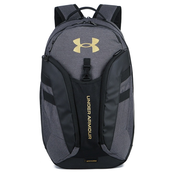 Спортна раница Under Armour Hustle 5.0, сива, златен етикет, 30 л