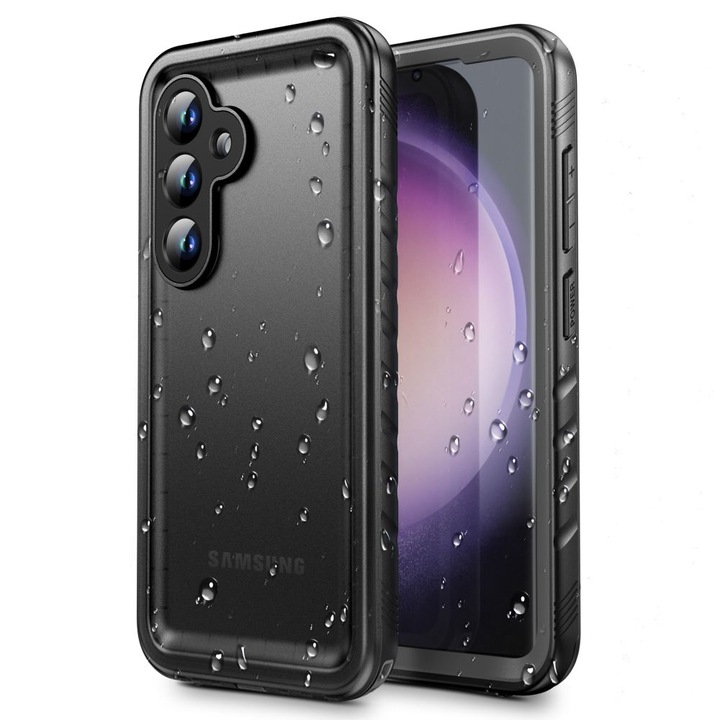 Carcasa waterproof TECH-PROTECT Shellbox compatibila cu Samsung Galaxy S24, IP68, Protectie display, Negru