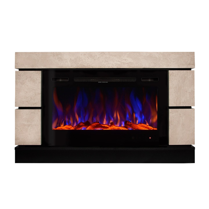 Elektromos kandalló Harmony & Adeli, Art Flame, 825x1350x270 mm, 1500 W, 3 lángszín, 5 lángfényességi szint, Farönkök és kristályok