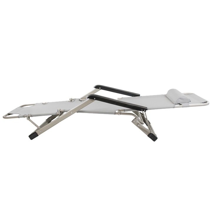 Sezlong pliabil, SANDOS KUSENO, gri, 47x176x30cm