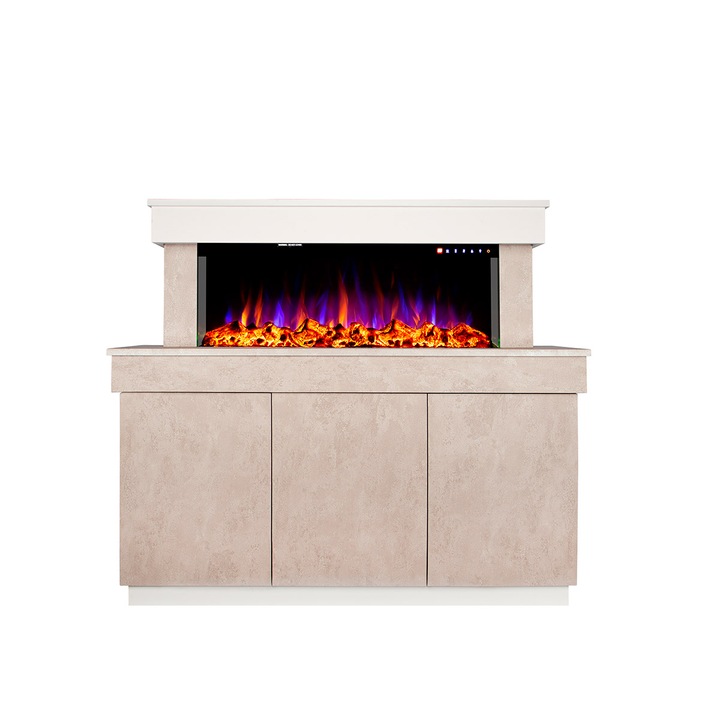 Elektromos kandalló Stefania & Dalas, Art Flame, 1150x1400x300 mm, 1500 W, 30 színkombináció, Termosztát, Kristályrönk