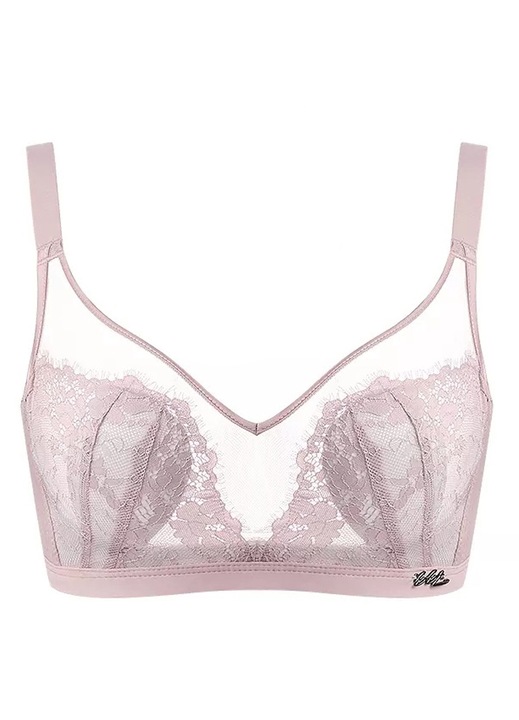 AMRINUGL csipke melltartó, lótuszgyökér rózsaszín, béleletlen, teljes fedéssel, nylon