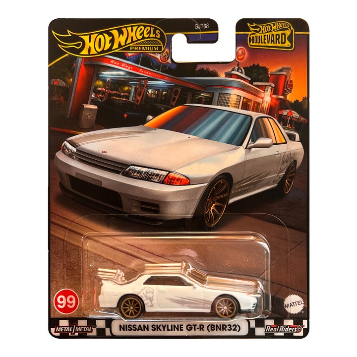 Премиум автомобил Hot Wheels Boulevard, Nissan Skyline GT-R BNR32, 1:64, бял